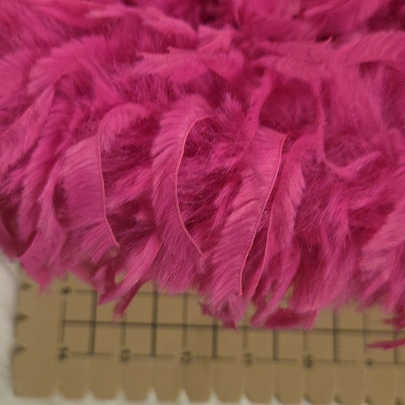 Fuchsia Pink Shaggy Faux Fur Accent Pillow Measures 10 X 14 - Picture 7 of 11